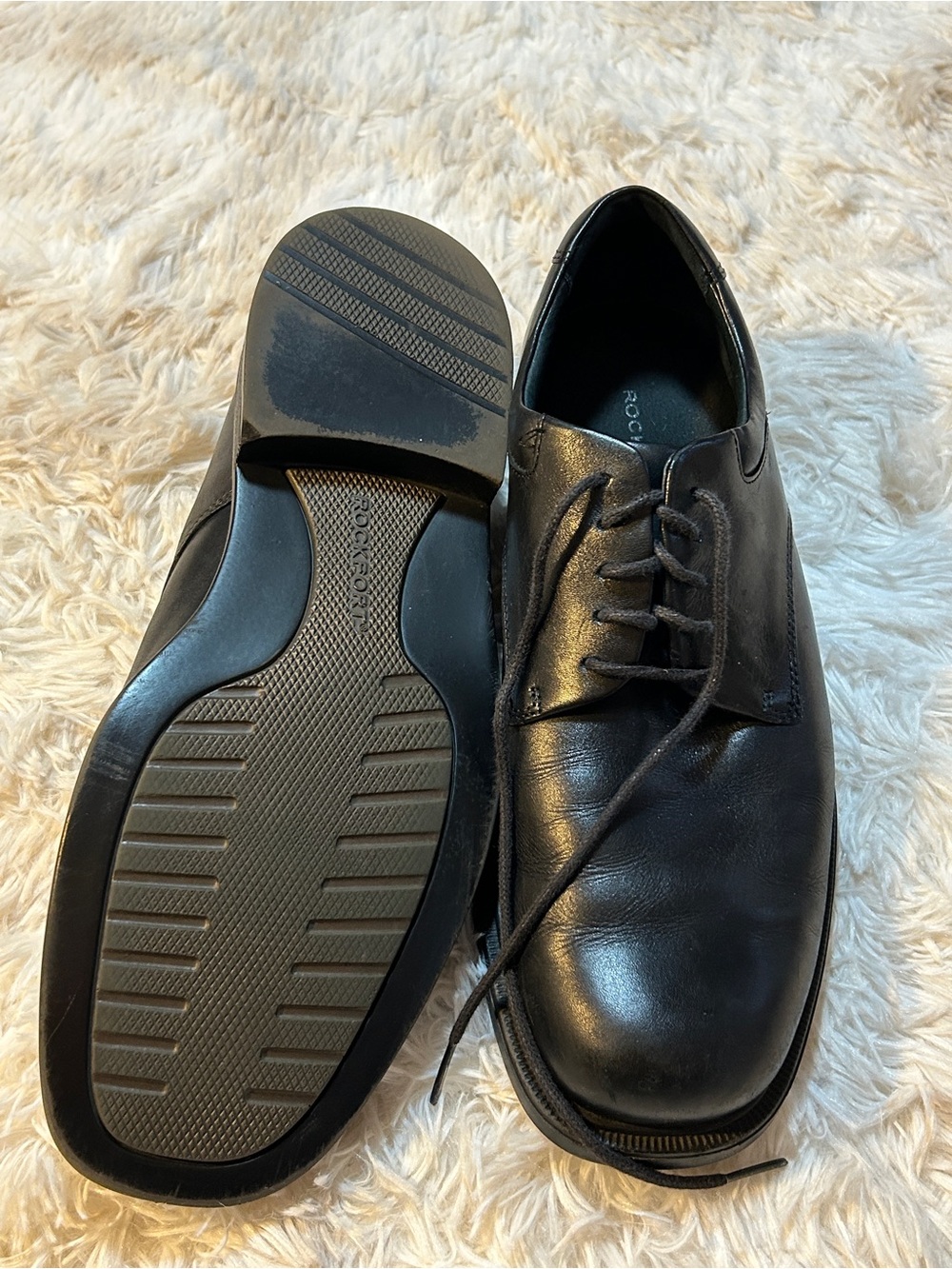 Rockport Black Leather Lace-Up Oxfords